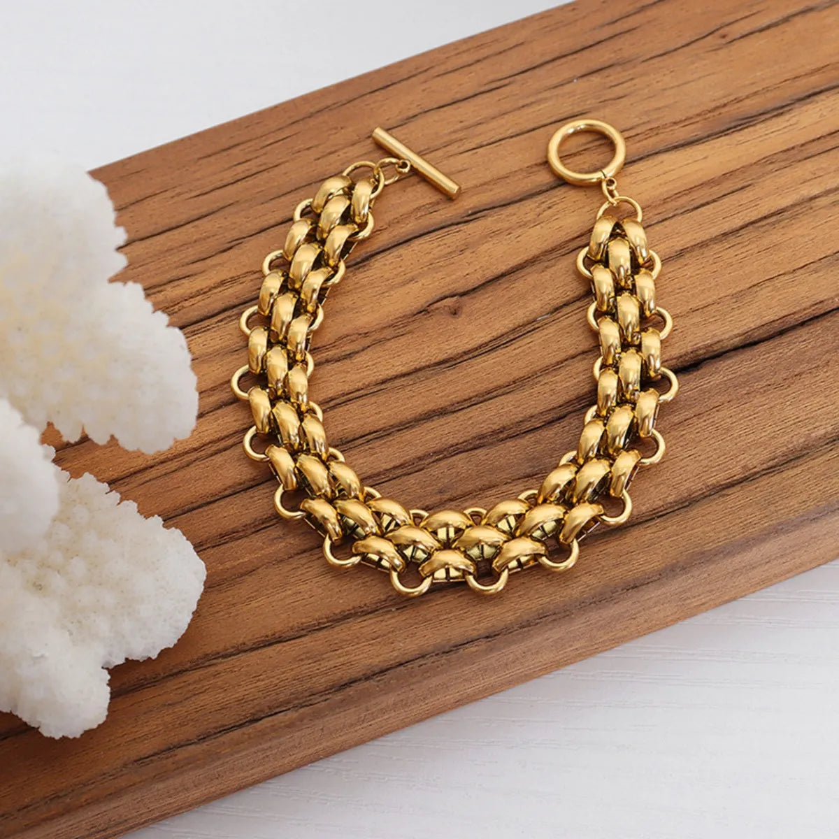 Gold Chain Link Jewelry Set with Necklace and Bracelet - LODIMAE FASHION 