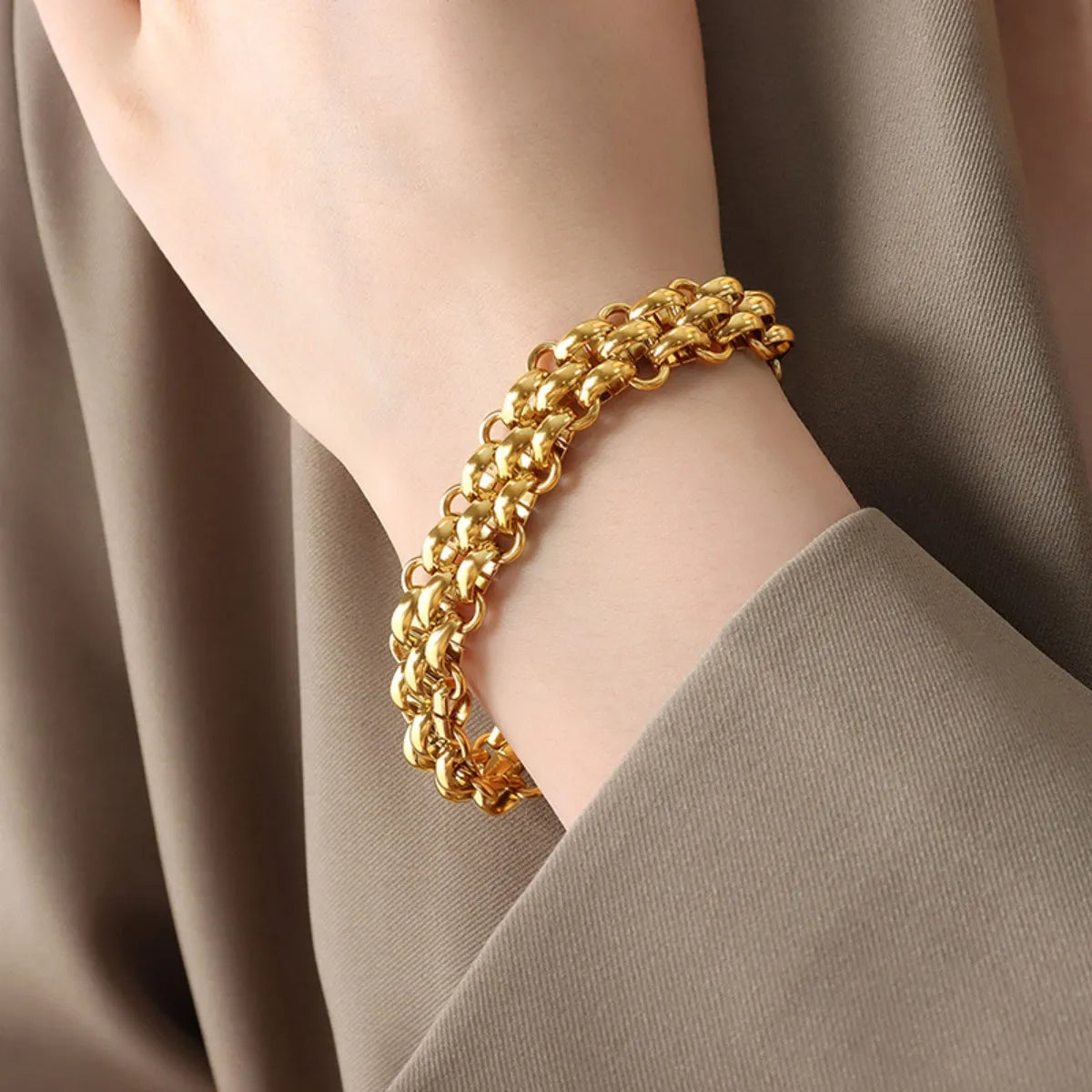 Gold Chain Link Jewelry Set with Necklace and Bracelet - LODIMAE FASHION 