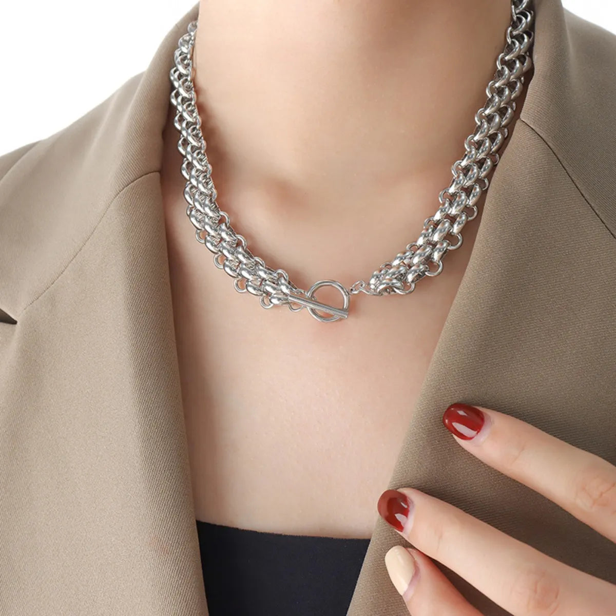 Gold Chain Link Jewelry Set with Necklace and Bracelet - LODIMAE FASHION 