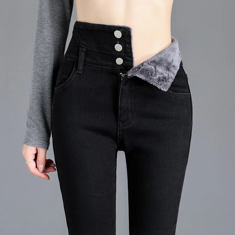 Thermal Winter Thick Fleece Skinny Jeans - LODIMAE FASHION 