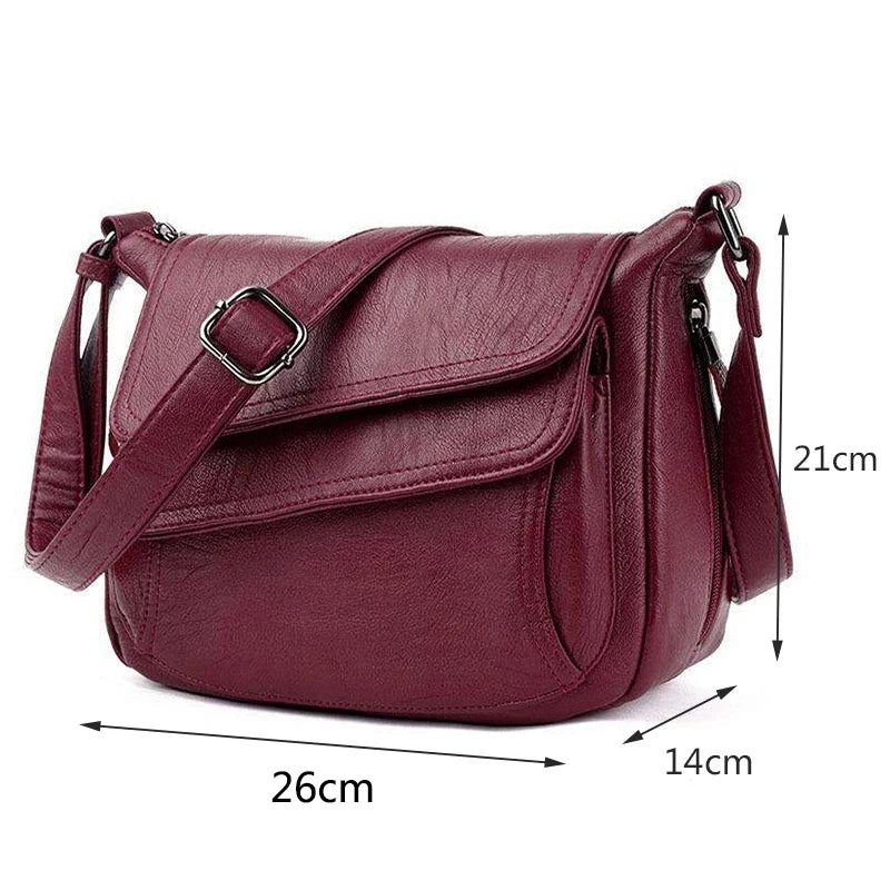 Ladies Casual Leather Crossbody Bag - Luxury Designer Shoulder Purse - LODIMAE FASHION 