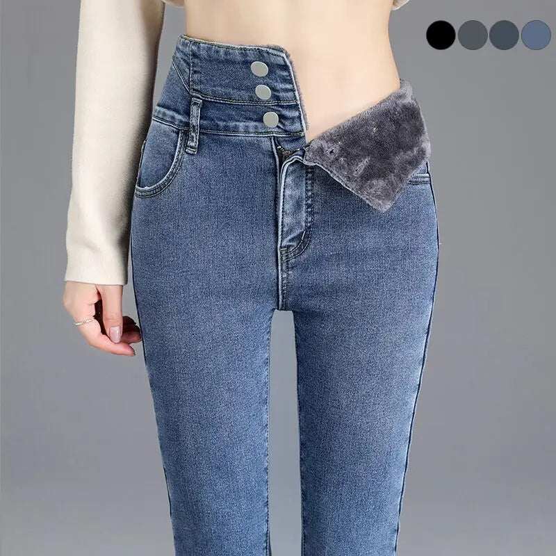 Thermal Winter Thick Fleece Skinny Jeans - LODIMAE FASHION 