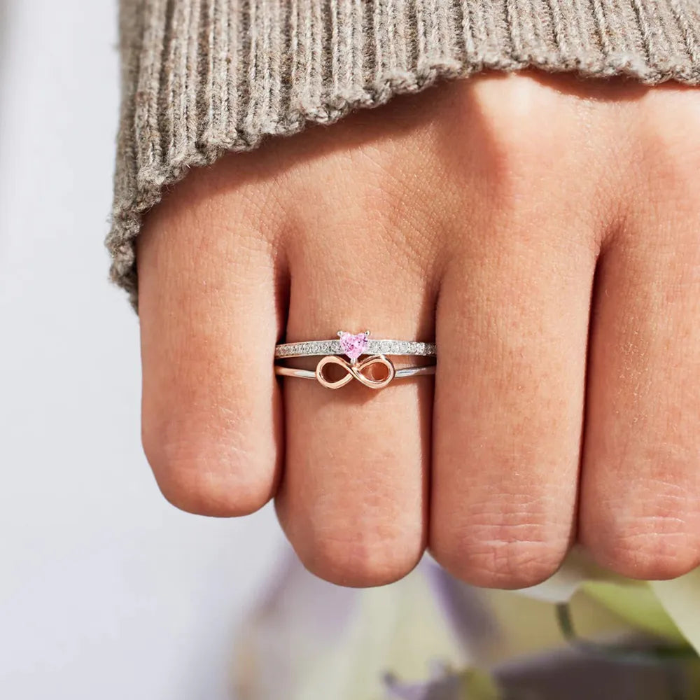 Heart Number 8 Zircon Double-Layered Ring - LODIMAE FASHION 