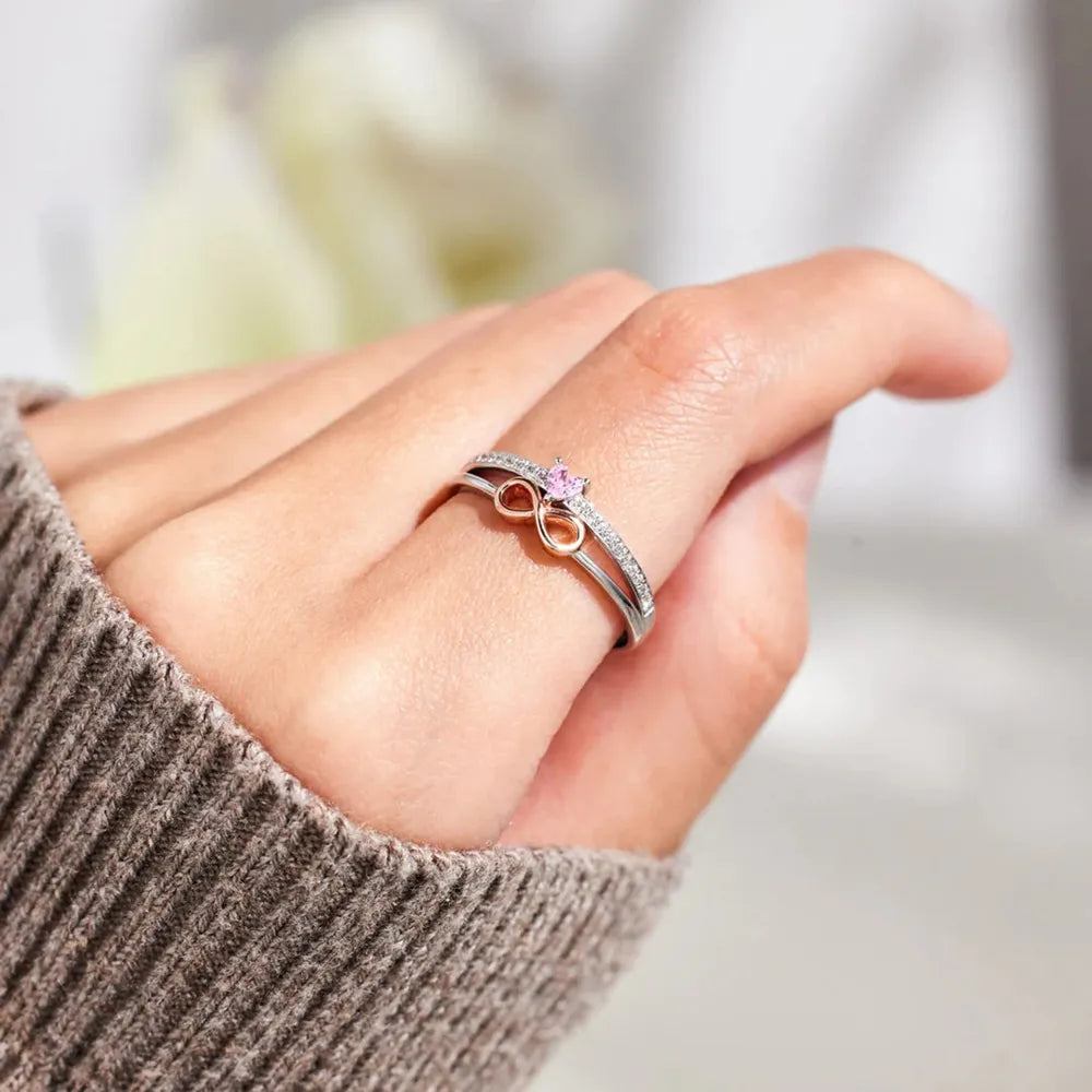 Heart Number 8 Zircon Double-Layered Ring - LODIMAE FASHION 