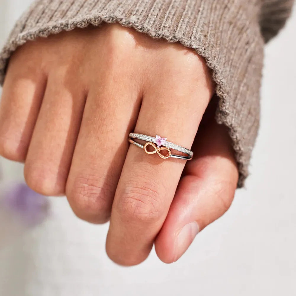 Heart Number 8 Zircon Double-Layered Ring - LODIMAE FASHION 