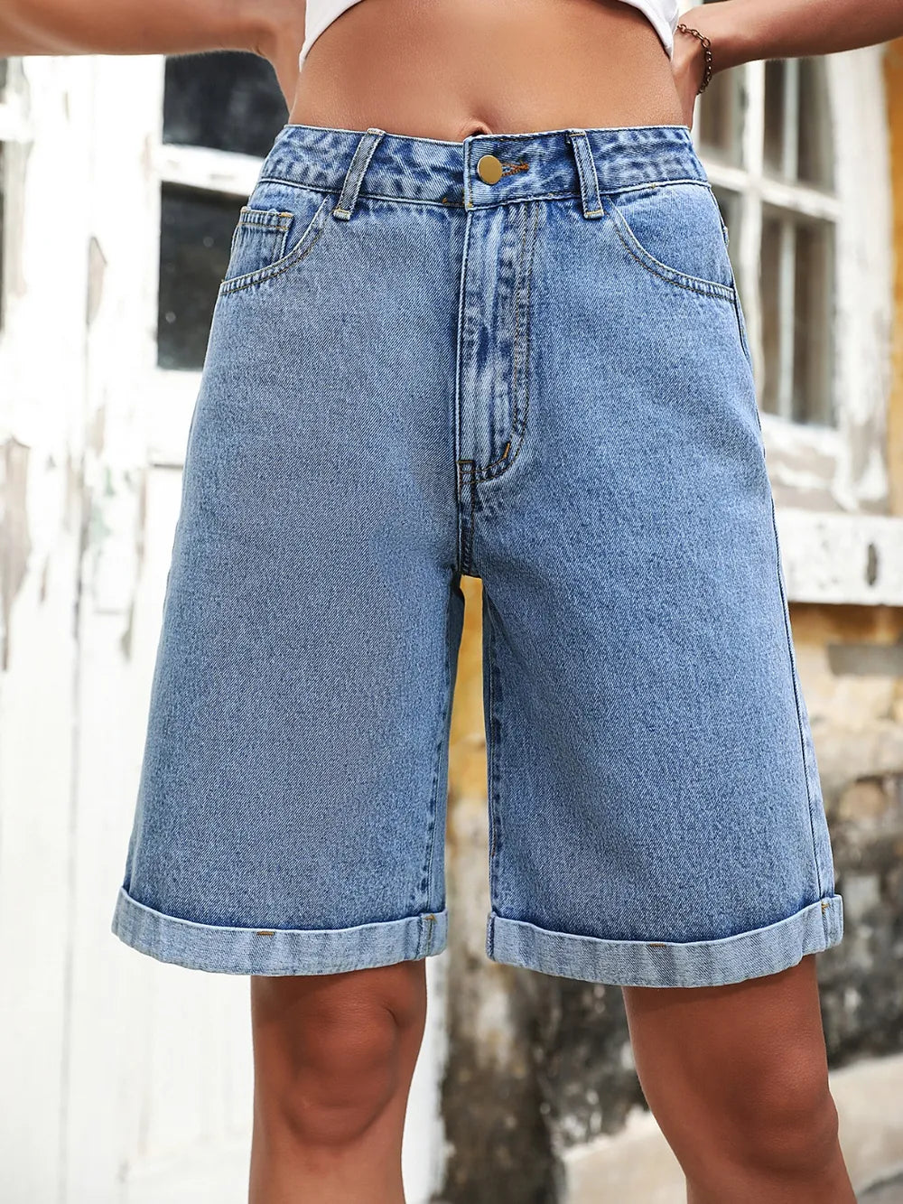 High Waist Denim Shorts - LODIMAE FASHION 