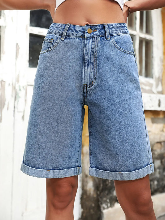 High Waist Denim Shorts - LODIMAE FASHION 