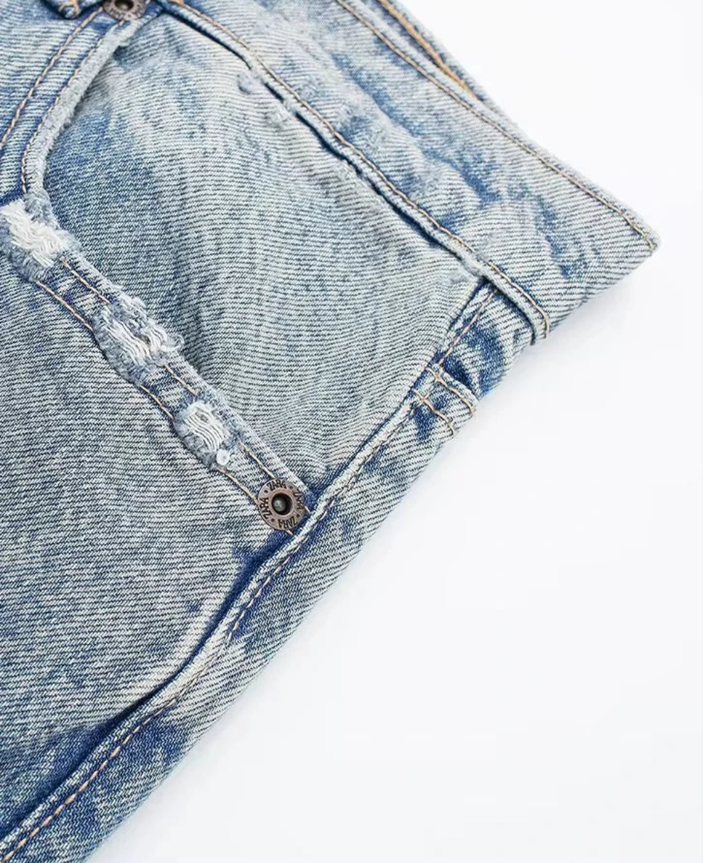 Women's Fashion Denim Blue Jeans Distressed - LODIMAE FASHION 