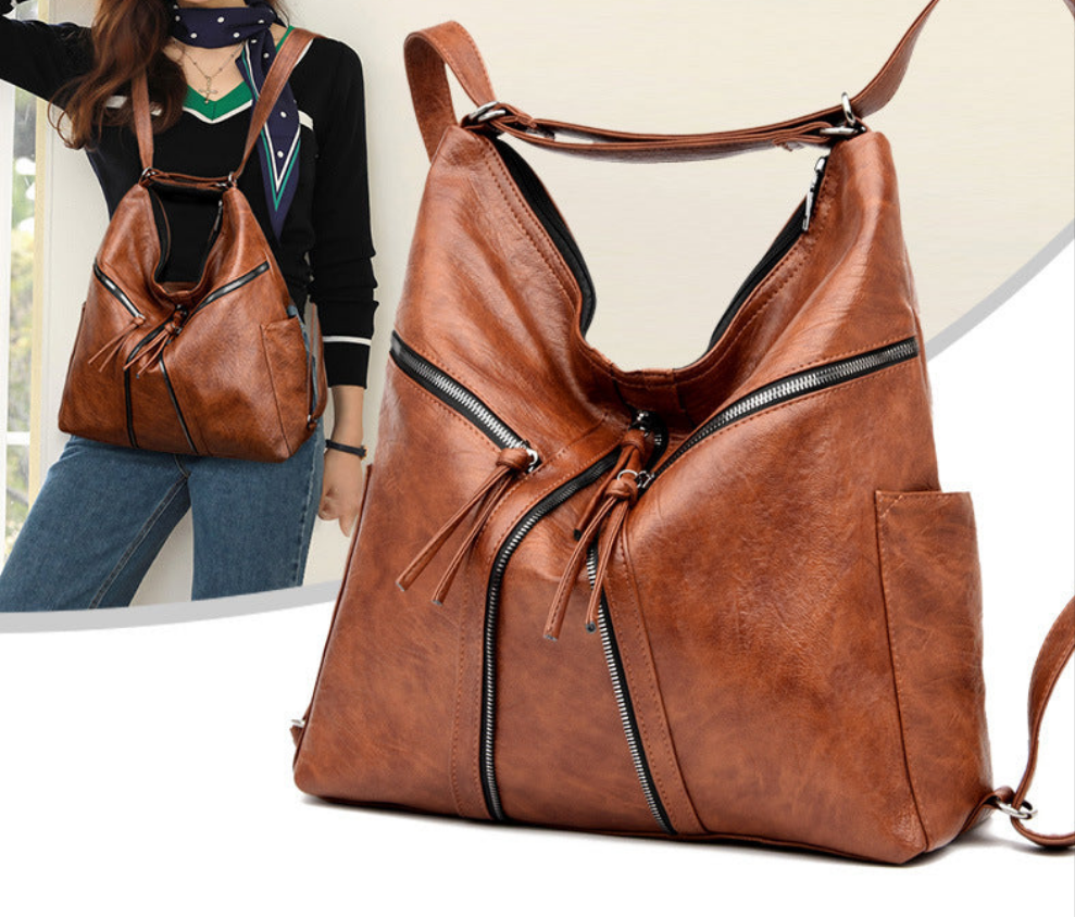 Soft Leather Versatile Leisure Shoulder Bag Multifunctional Backpack - LODIMAE FASHION 