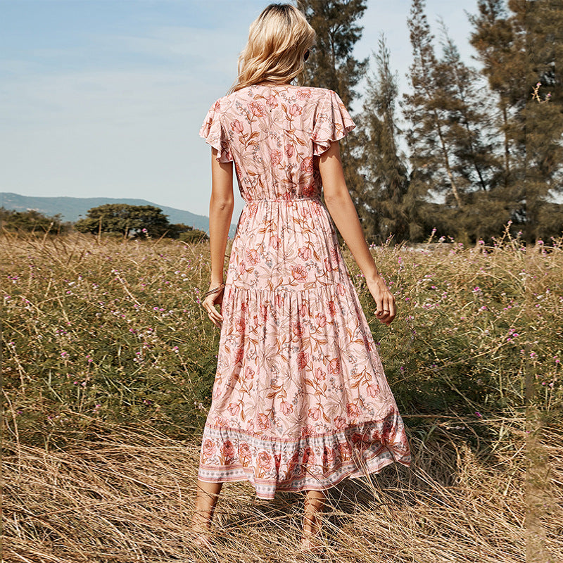 Lotus leaf printed women's dress - LODIMAE FASHION 