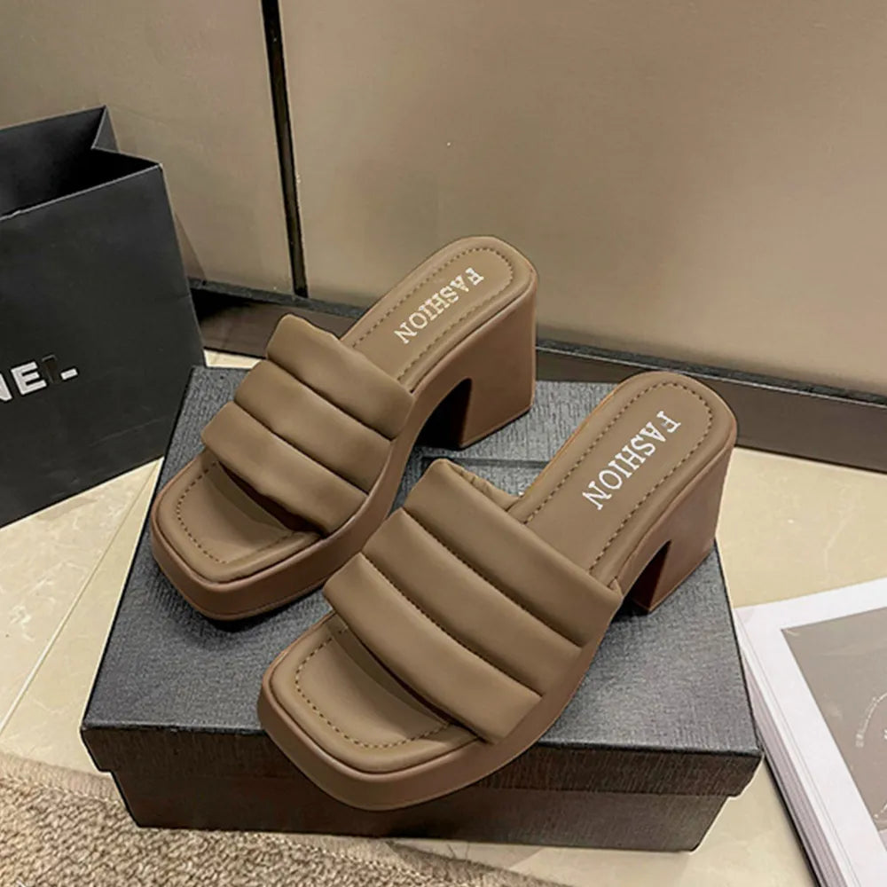 Open Toe Block Heel Sandals - LODIMAE FASHION 
