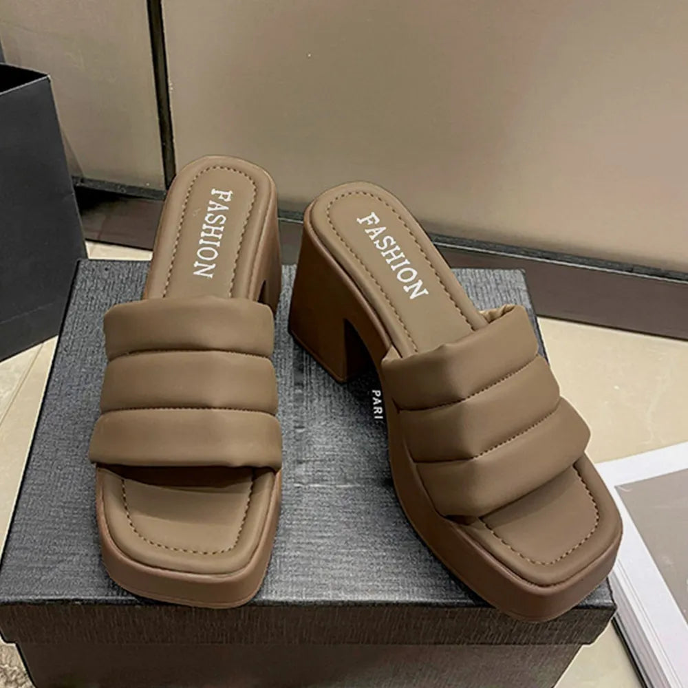 Open Toe Block Heel Sandals - LODIMAE FASHION 