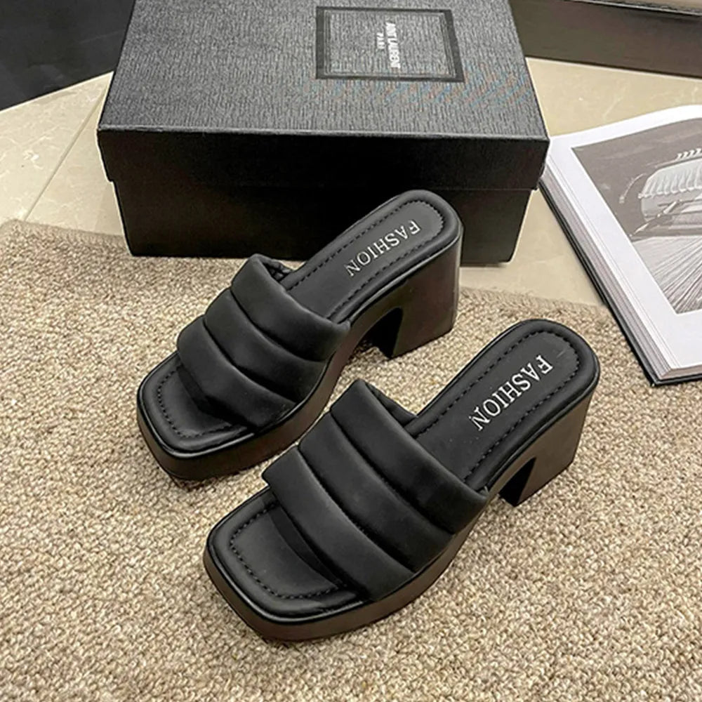 Open Toe Block Heel Sandals - LODIMAE FASHION 