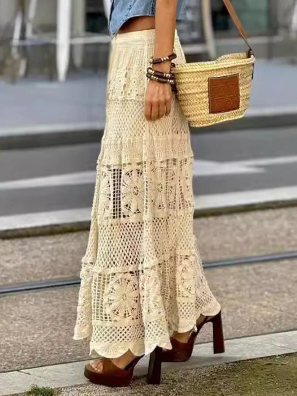 Openwork Crochet Maxi Skirt - LODIMAE FASHION 