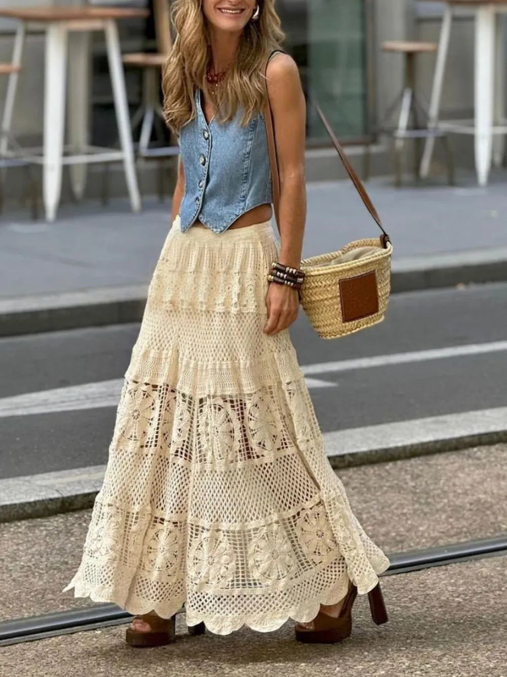 Openwork Crochet Maxi Skirt - LODIMAE FASHION 