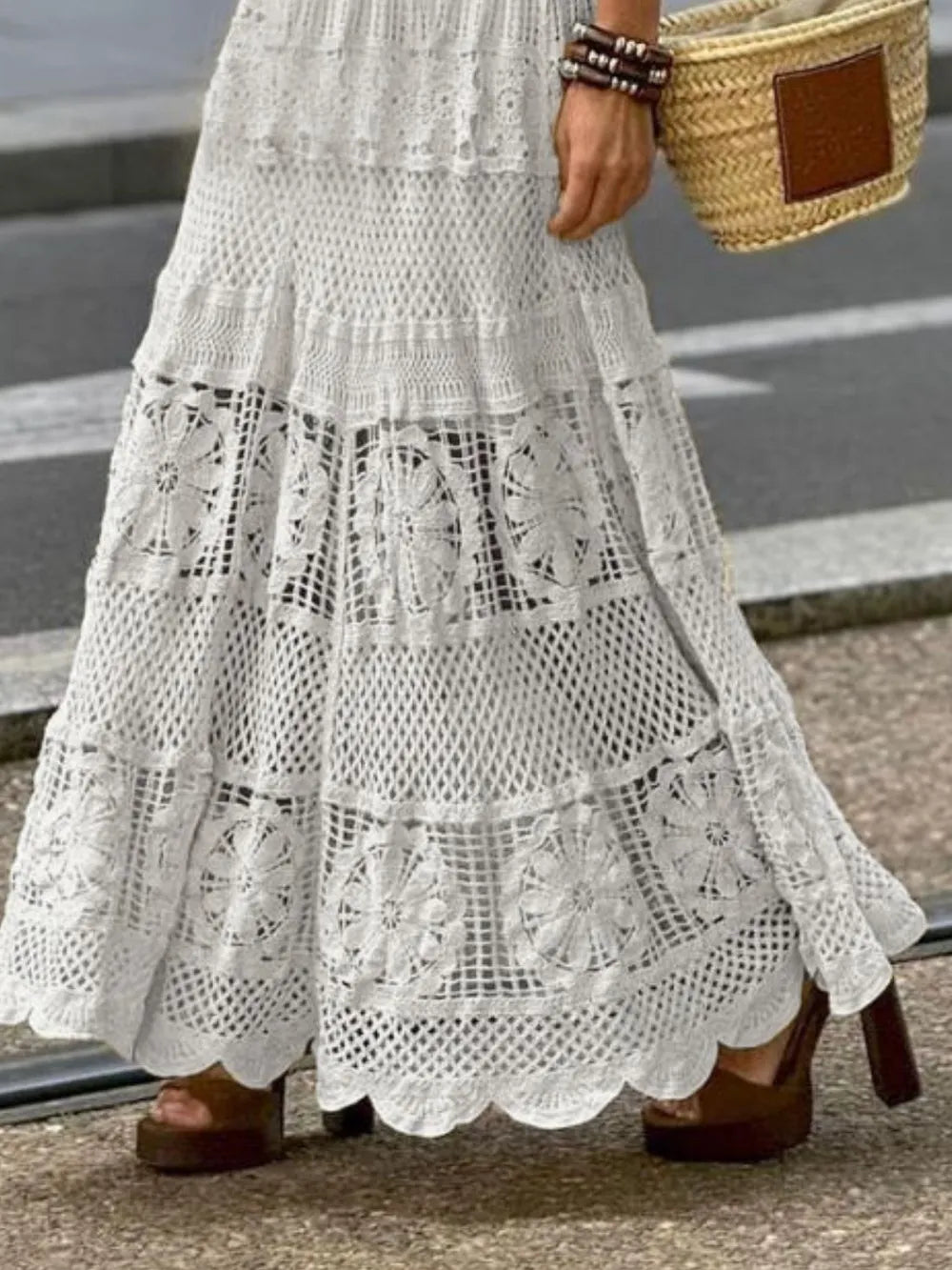 Openwork Crochet Maxi Skirt - LODIMAE FASHION 