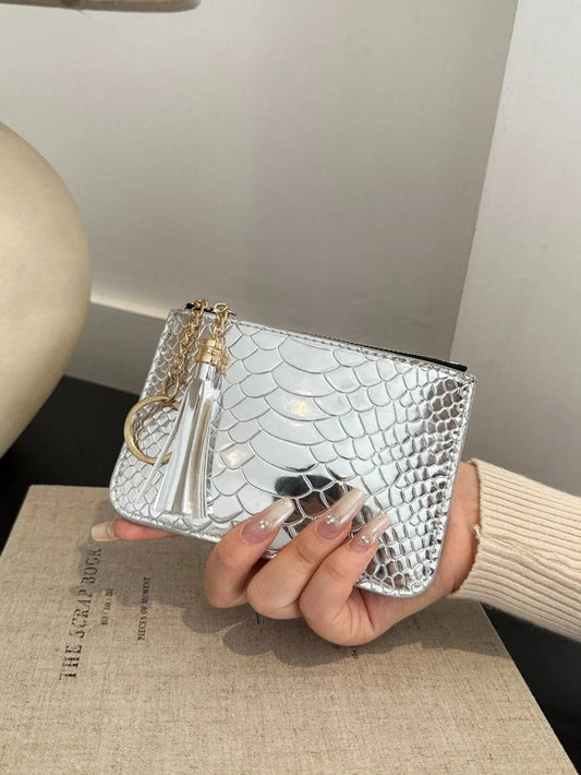 PU Leather Tassel Trim Card Case – Chic Wallet for Cards & Cash - LODIMAE FASHION 