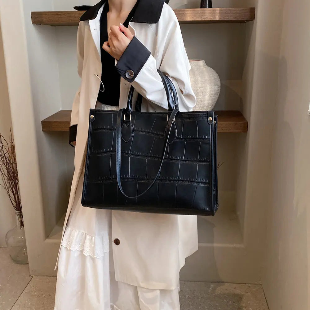 Textured Tote Bag – Chain Strap Shoulder Bag - LODIMAE FASHION 