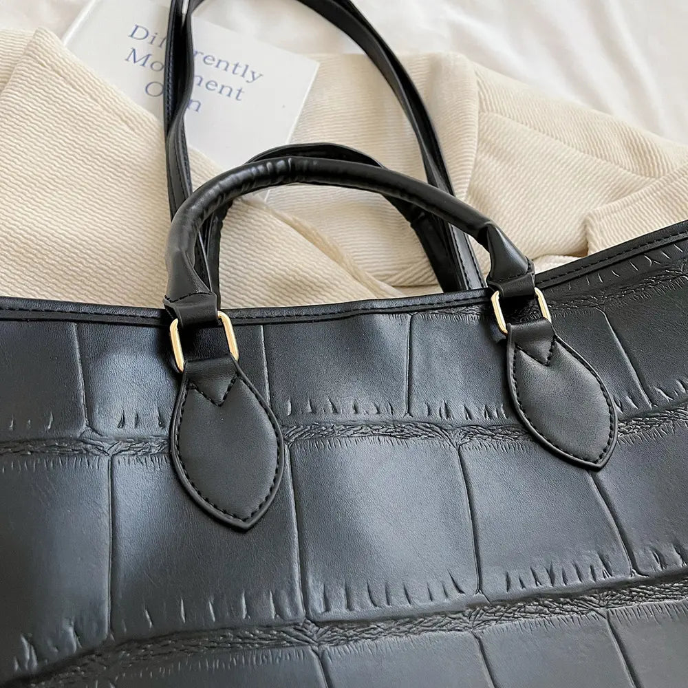 Textured Tote Bag – Chain Strap Shoulder Bag - LODIMAE FASHION 