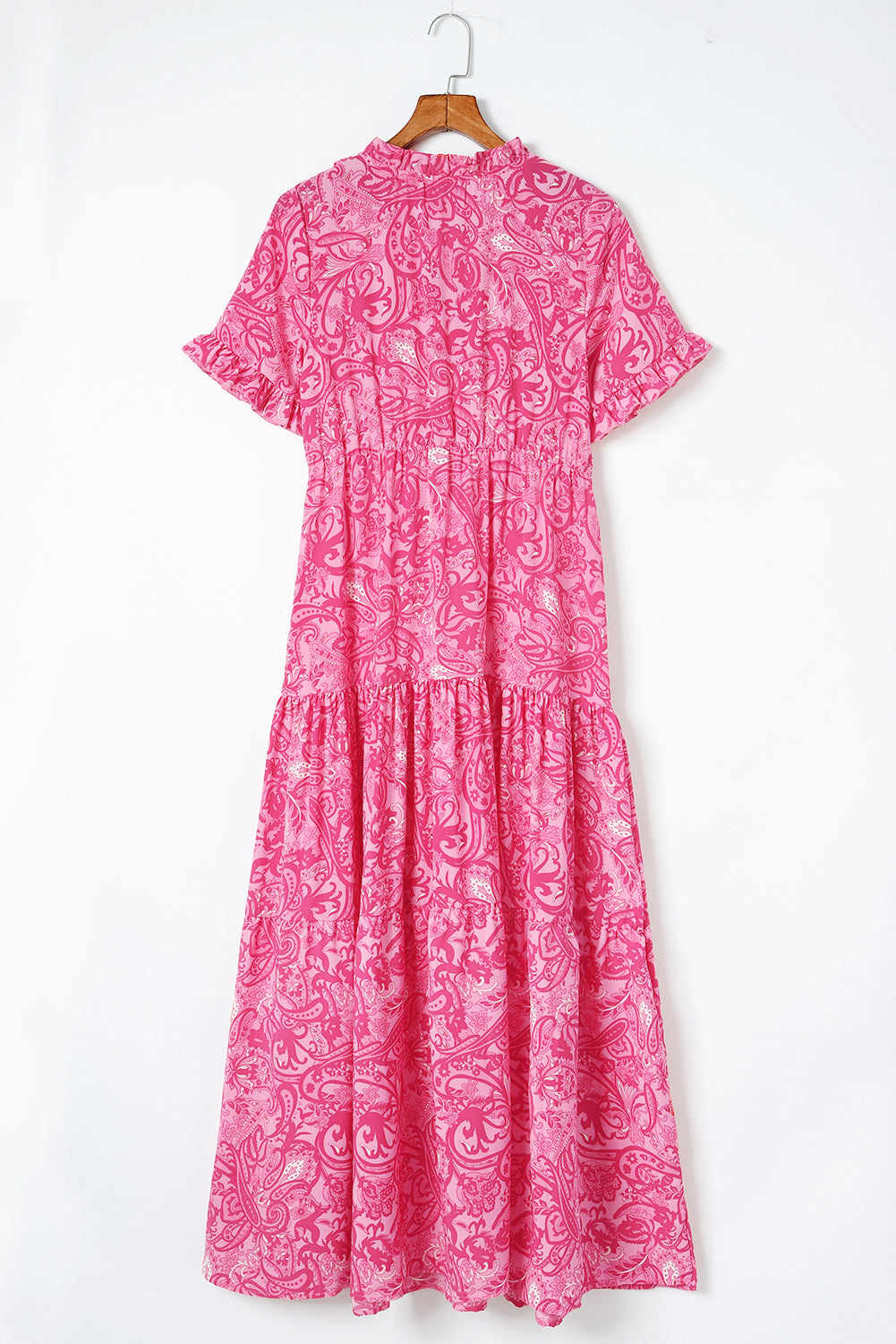 Paisley Print Flounce Sleeve Maxi Dress - LODIMAE FASHION 