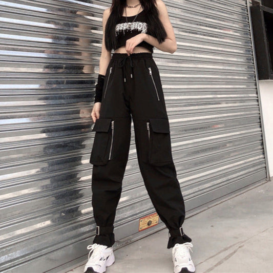 Pants high-waisted black slacks street machine style - LODIMAE FASHION 