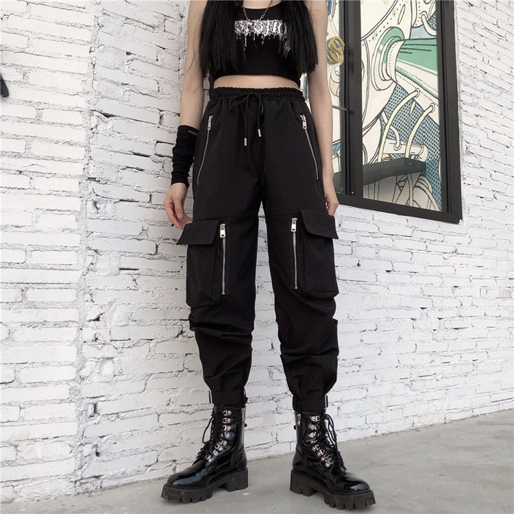 Pants high-waisted black slacks street machine style - LODIMAE FASHION 