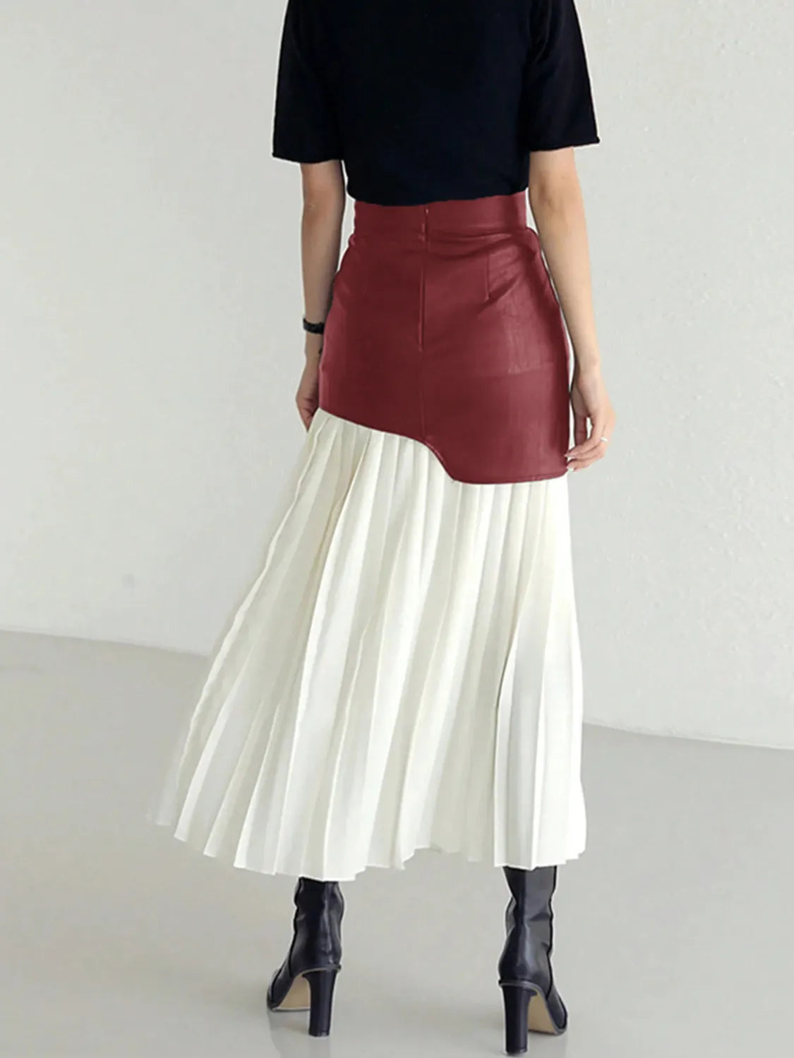 Patchwork Contrast Pleated Skirt - LODIMAE FASHION 