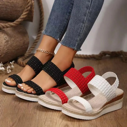 Peep Toe Wedge Sandals - LODIMAE FASHION 