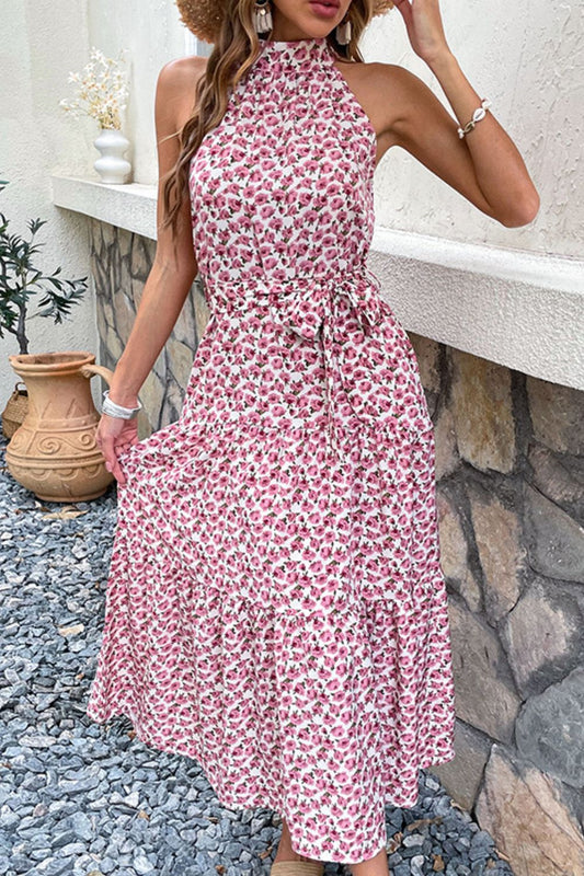 Perfee Floral Tie-Waist Tiered Dress - LODIMAE FASHION 