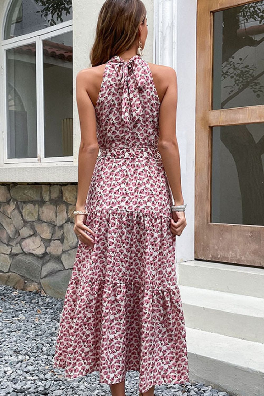 Perfee Floral Tie-Waist Tiered Dress - LODIMAE FASHION 