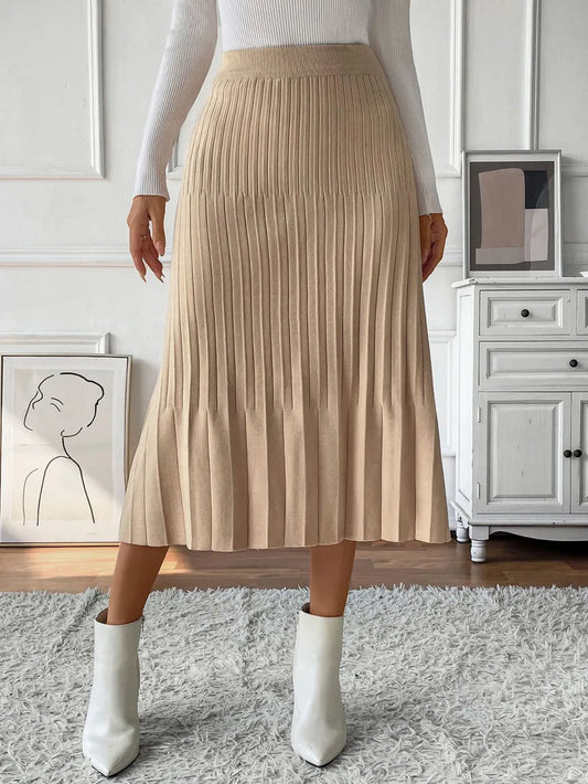 Perfee Pleated Midi Sweater Skirt - LODIMAE FASHION 