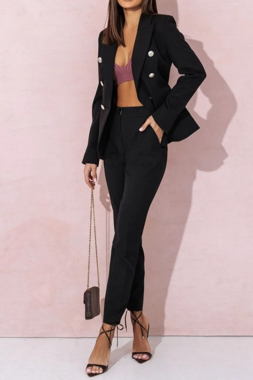 Plus Size Blazer and Pants Set – Full Size Lapel Collar Long Sleeve Suit for Women - LODIMAE FASHION 