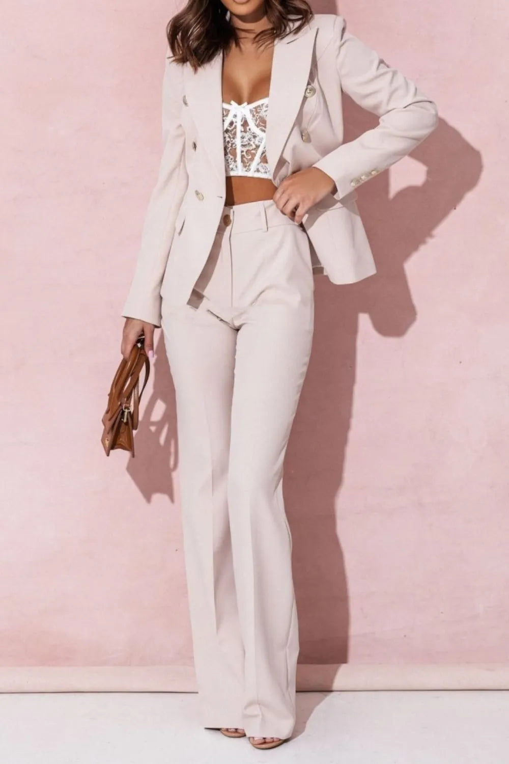Plus Size Blazer and Pants Set – Full Size Lapel Collar Long Sleeve Suit for Women - LODIMAE FASHION 