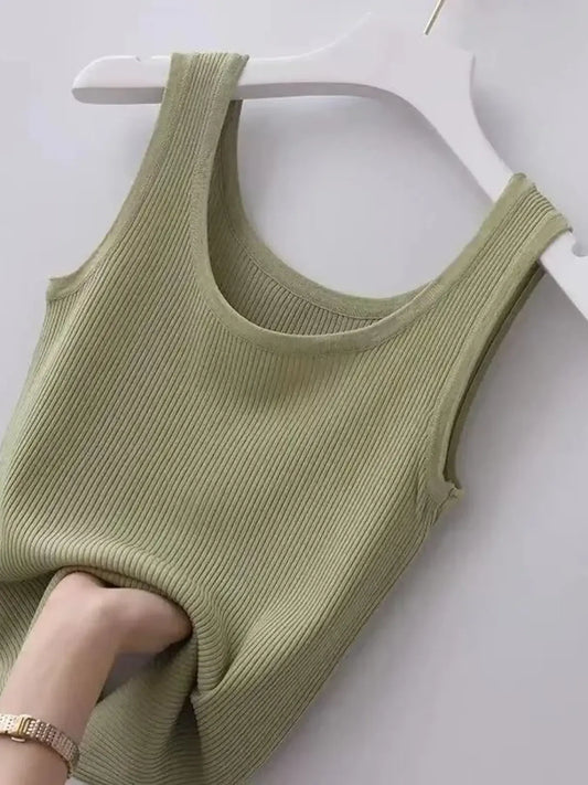 Plus Size Ribbed Knit Scoop Neck Tank Top - LODIMAE FASHION 