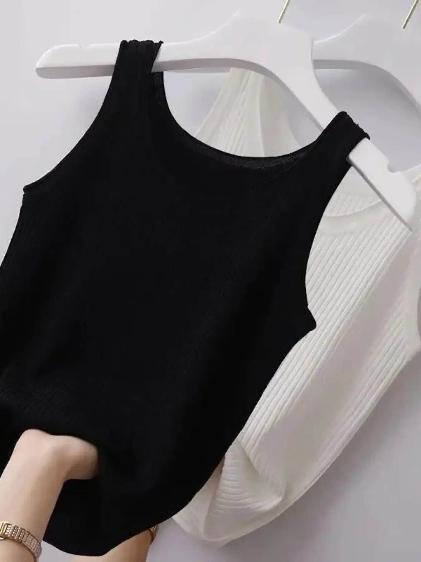 Plus Size Ribbed Knit Scoop Neck Tank Top - LODIMAE FASHION 