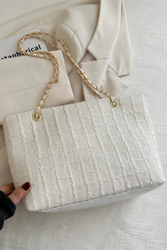 Polyester Texture Chain Tote Bag – Stylish Shoulder Handbag - LODIMAE FASHION 
