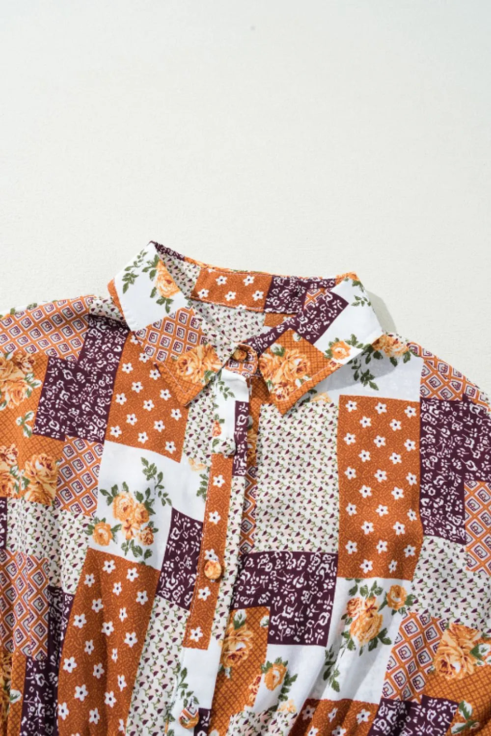 Printed Collared Neck Three-Quarter Sleeve Mini Shirt Dress - LODIMAE FASHION 