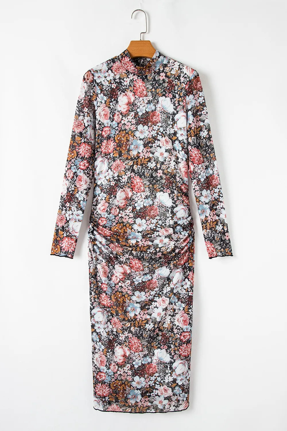 Printed Long Sleeve Midi Slim Dress - LODIMAE FASHION 