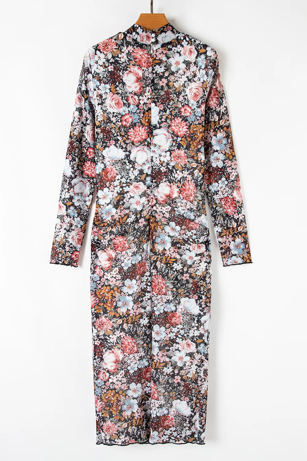 Printed Long Sleeve Midi Slim Dress - LODIMAE FASHION 