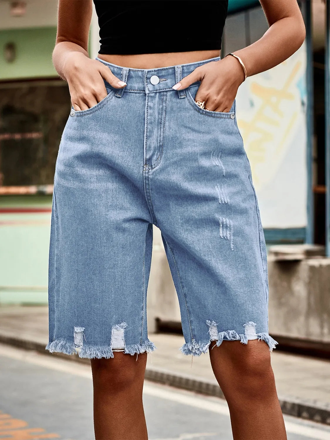 Raw Hem Denim Shorts - LODIMAE FASHION 