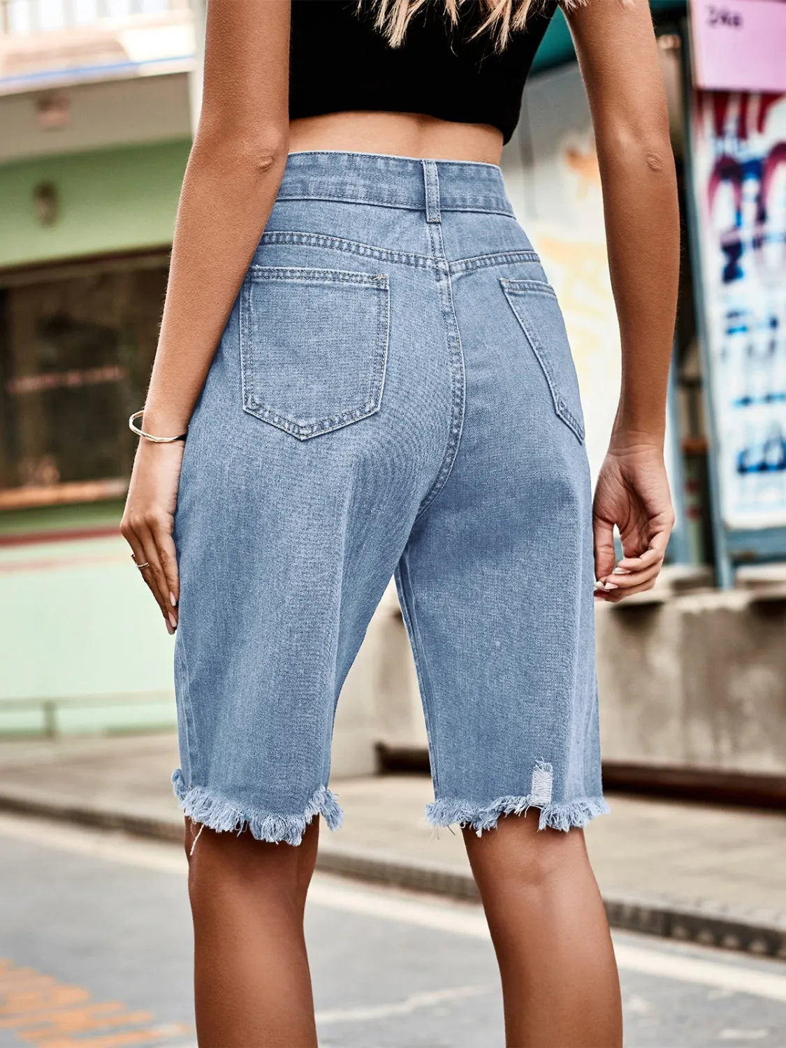Raw Hem Denim Shorts - LODIMAE FASHION 