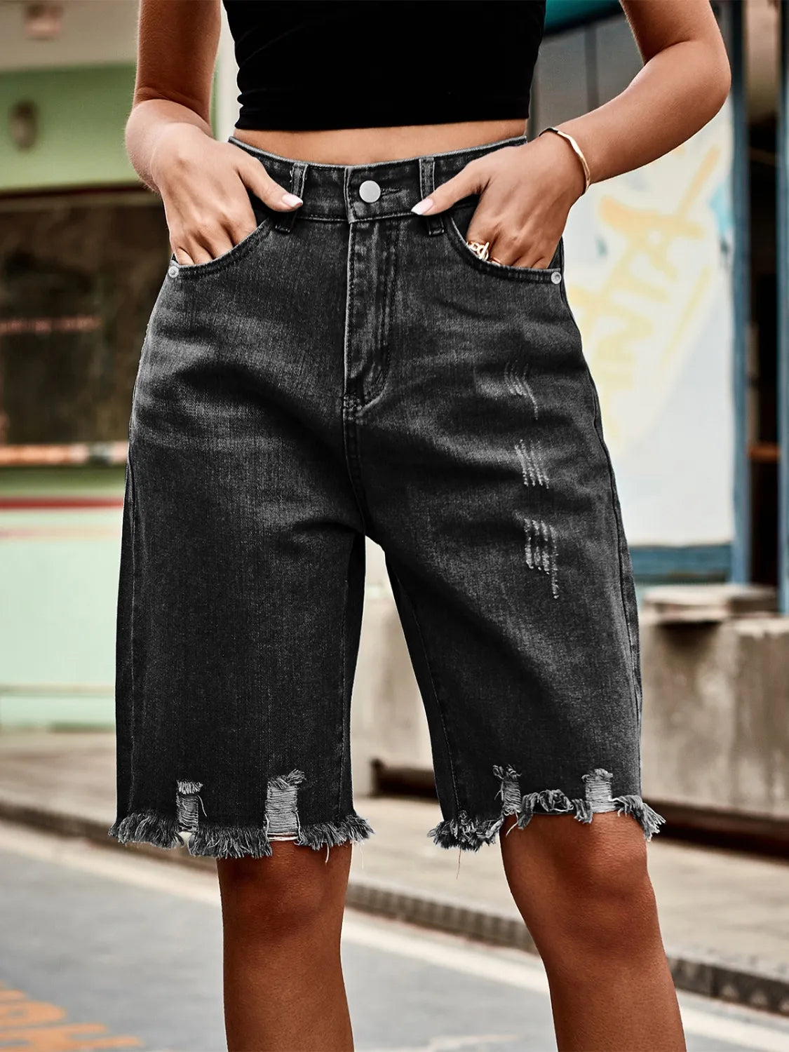 Raw Hem Denim Shorts - LODIMAE FASHION 