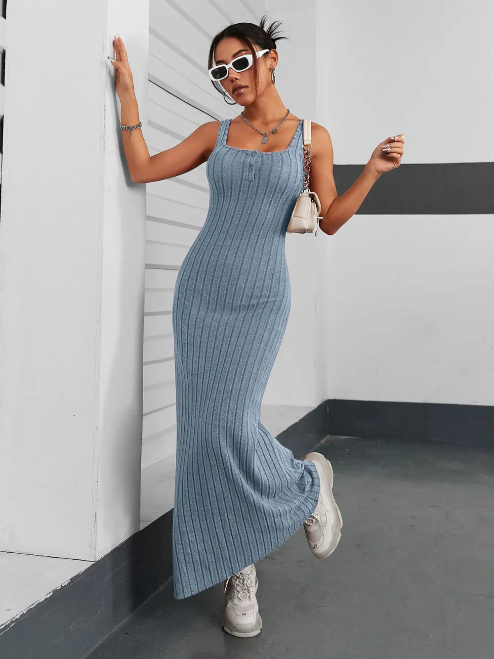 Ribbed Maxi Tank Dress - LODIMAE FASHION 