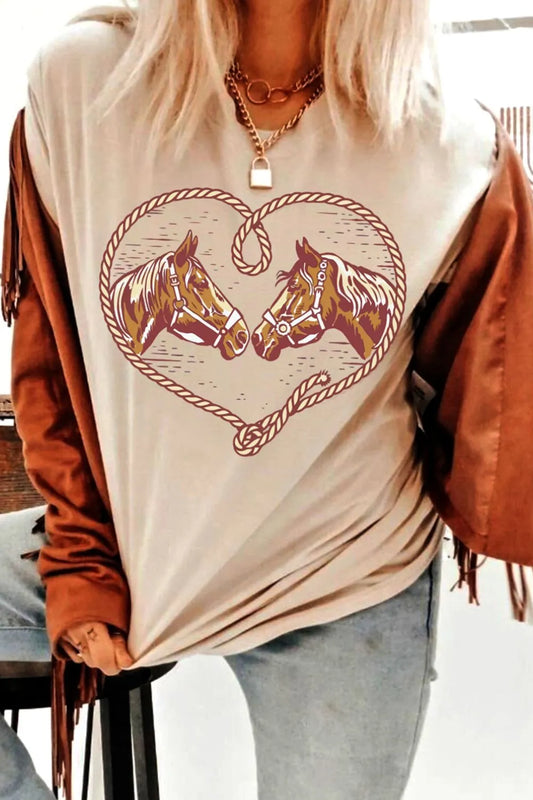 Rodeo Horse Graphic Western Cowgirl T Shirt - LODIMAE FASHION 