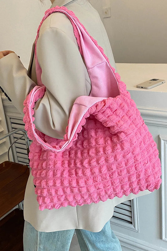 Ruched Polyester Large Handbag – Spacious Everyday Tote - LODIMAE FASHION 