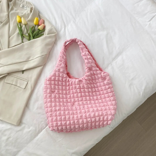 Ruched Polyester Large Handbag – Stylish Everyday Tote - LODIMAE FASHION 