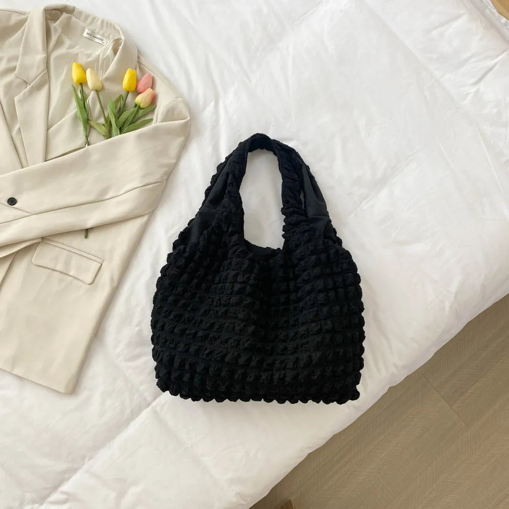 Ruched Polyester Large Handbag – Stylish Everyday Tote - LODIMAE FASHION 
