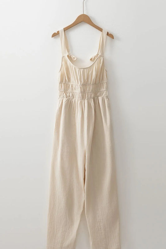 Ruched Sleeveless Wide Leg Jumpsuit - LODIMAE FASHION 