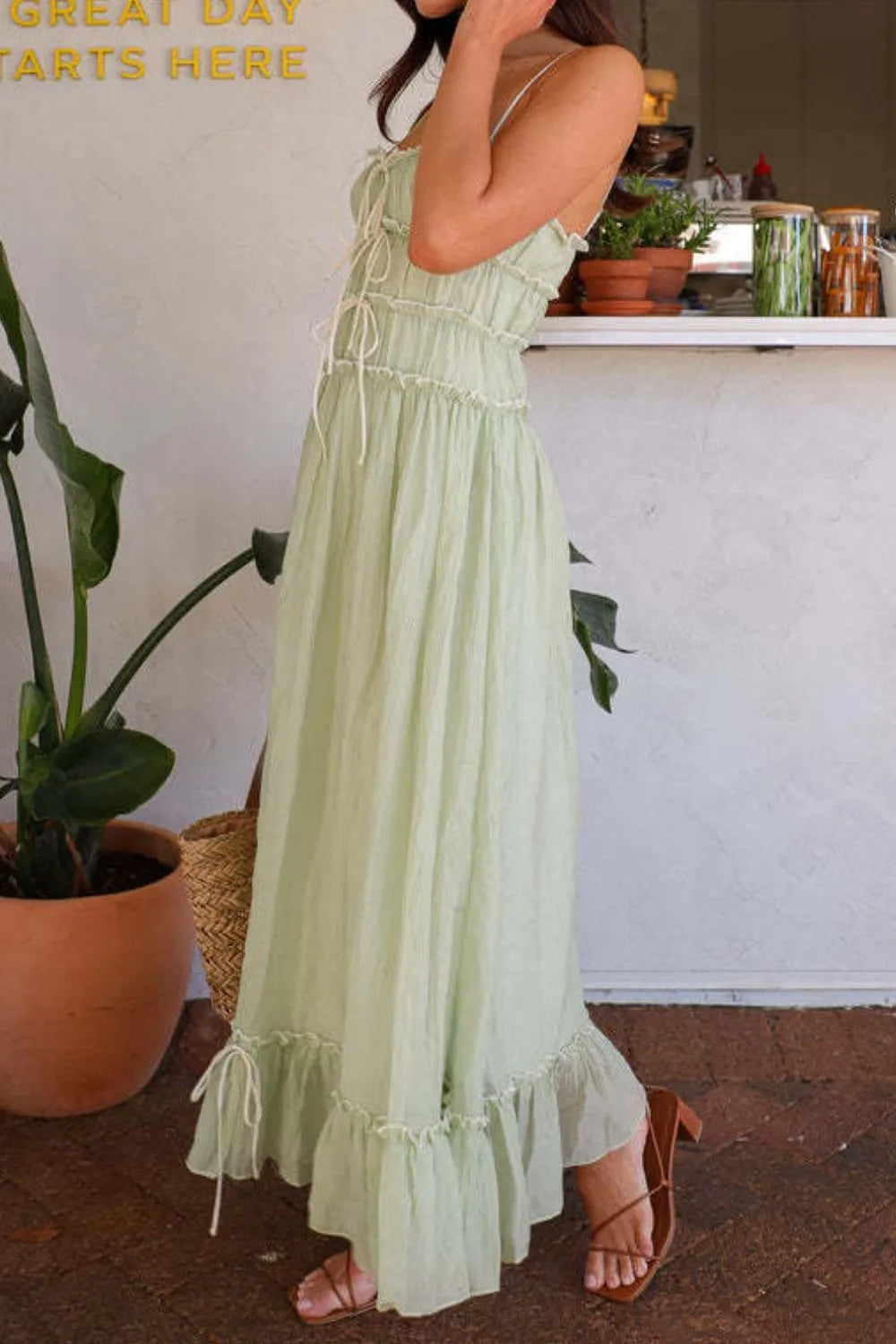 Ruffled Hem Frill Midi Cami Dress - LODIMAE FASHION 