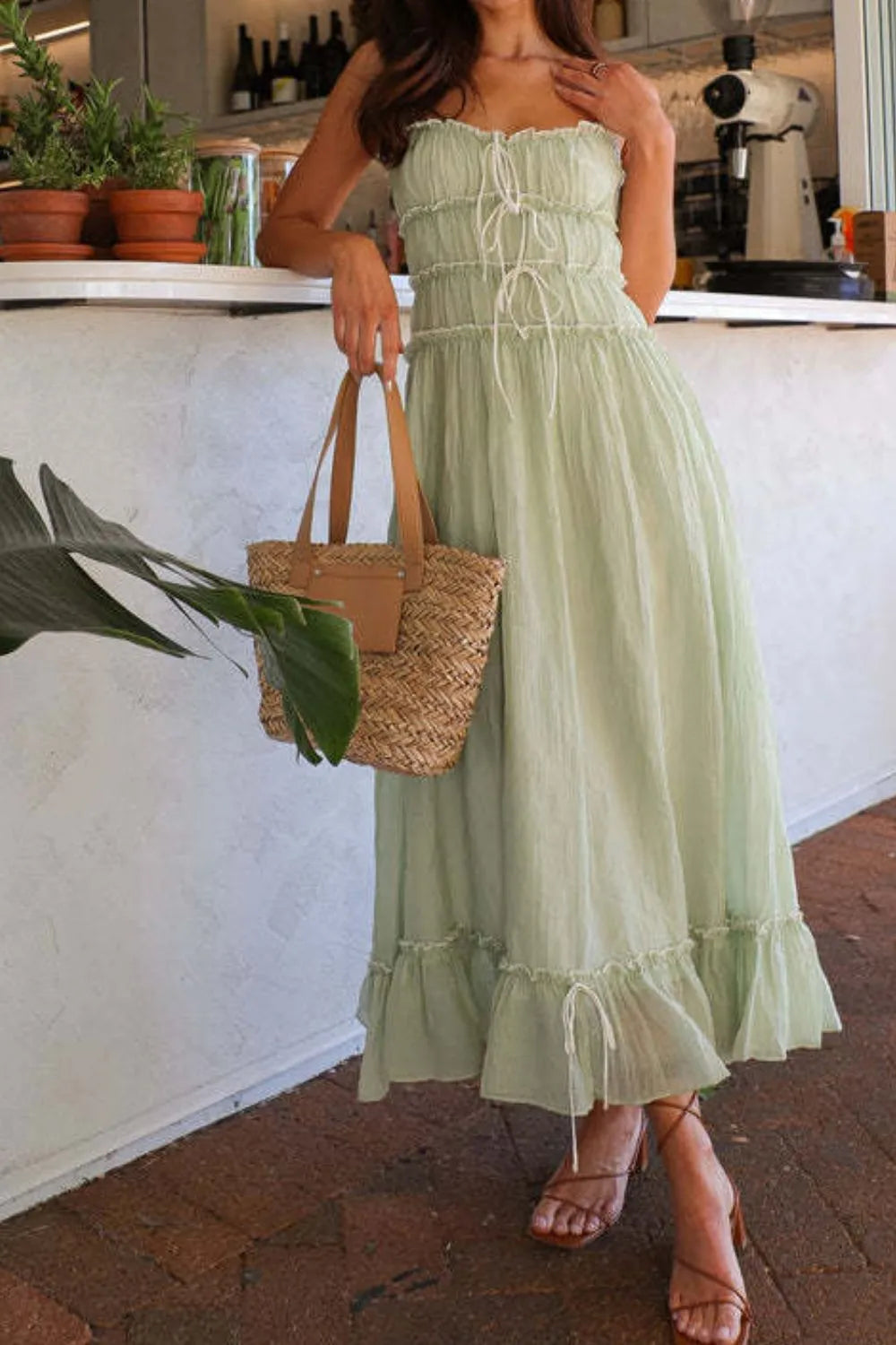 Ruffled Hem Frill Midi Cami Dress - LODIMAE FASHION 